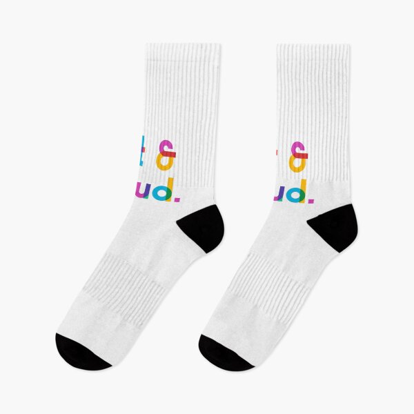 Item preview, OUT & PROUD in colourful typography to celebrate and respect Pride / the LGBTQ+ community - groovy typography in rainbow colours on black to celebrate Pride/LGBTQ+  designed and sold by Dominiquevari.
