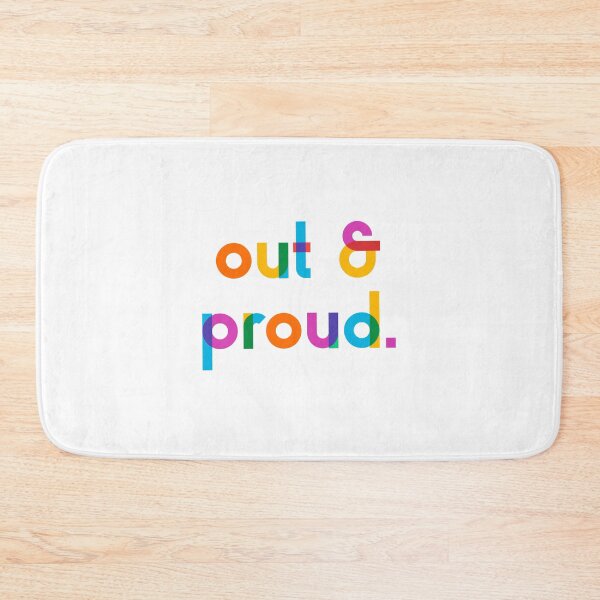 Item preview, OUT & PROUD in colourful typography to celebrate and respect Pride / the LGBTQ+ community - groovy typography in rainbow colours on black to celebrate Pride/LGBTQ+  designed and sold by Dominiquevari.