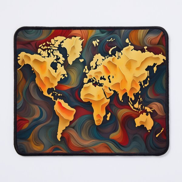 Item preview, Gold on Red Waves worldmap designed and sold by PixlMasterpiece.