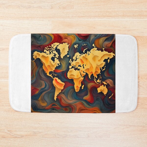 Item preview, Gold on Red Waves worldmap designed and sold by PixlMasterpiece.