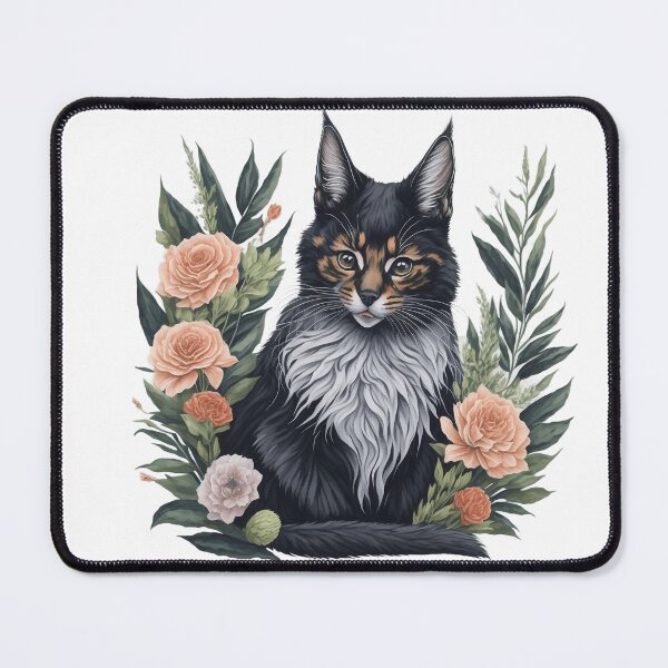Item preview, Cute Maine Coon with Flowers designed and sold by Clipartopia.