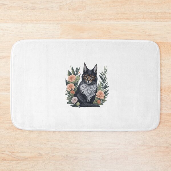 Item preview, Cute Maine Coon with Flowers designed and sold by Clipartopia.