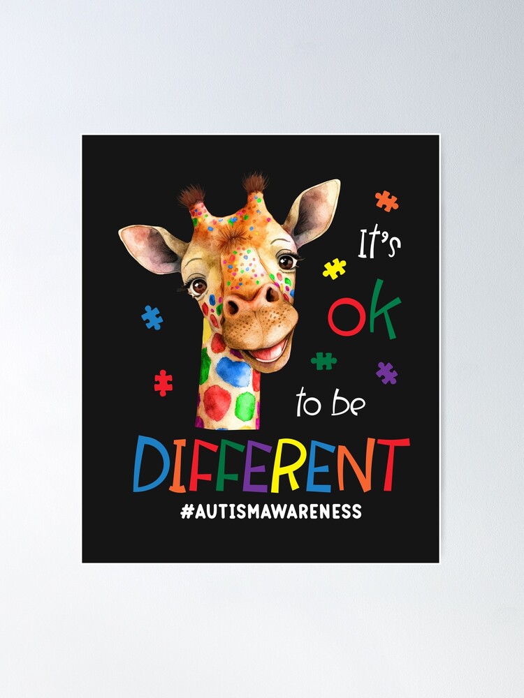 Giraffe Autism Awareness Acceptance Women Kid Its Ok To Be