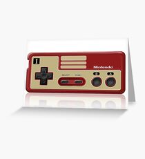 Retro Classic vintage Red Gold game controller Greeting Card