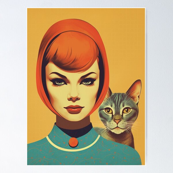 Item preview, A Woman with her Cat designed and sold by RetroAnimals.