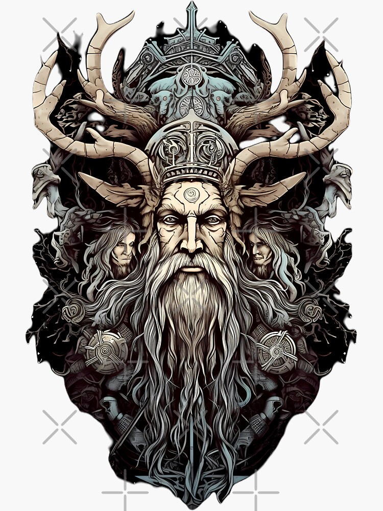 Odin's Wisdom - Realm of All-Father, the Norse God Sticker for Sale by  KamilMalinowski