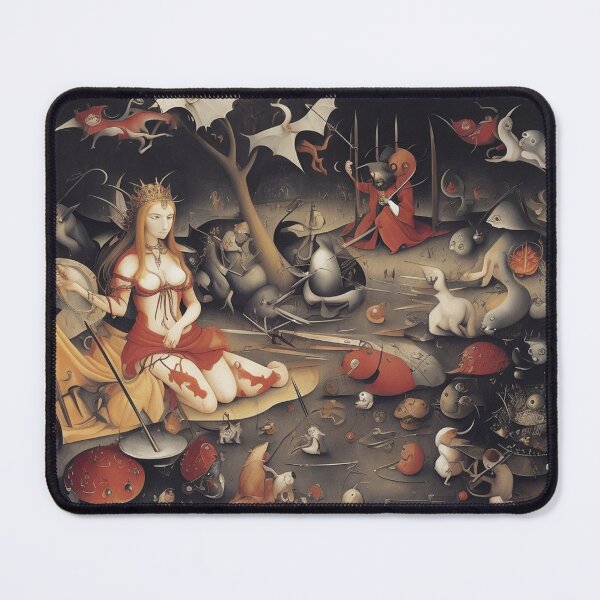 Item preview, A twisted landscape in Hell with Demons and Fallen angels after Hieronymus Bosch designed and sold by Vintage Designs +.