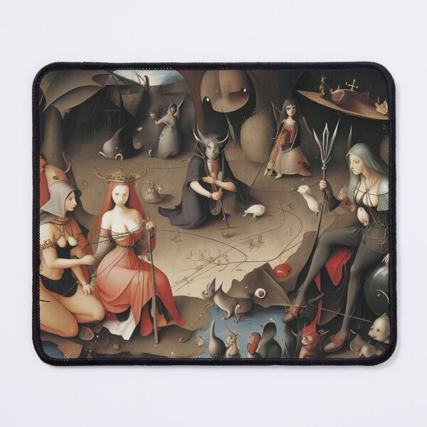 Item preview, A twisted landscape in Hell with Demons and Fallen angels after Hieronymus Bosch designed and sold by Vintage Designs +.
