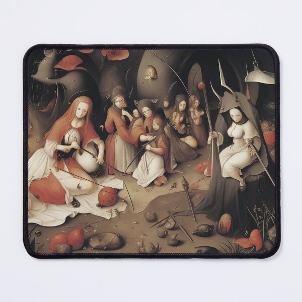 Item preview, A twisted landscape in Hell with Demons and Fallen angels after Hieronymus Bosch designed and sold by Vintage Designs +.