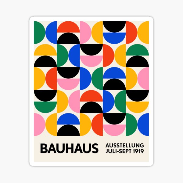 Vista previa del artículo con la obra «Patrón de semicírculos Bauhaus colorido», diseñado y vendido por ahumbleconcept.