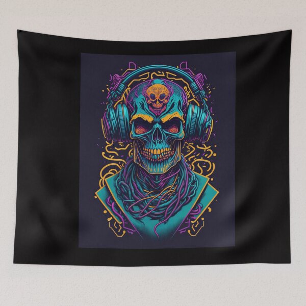 Item preview, Vibrant Beats: Colorful Skull with Headphones designed and sold by Angelle55.