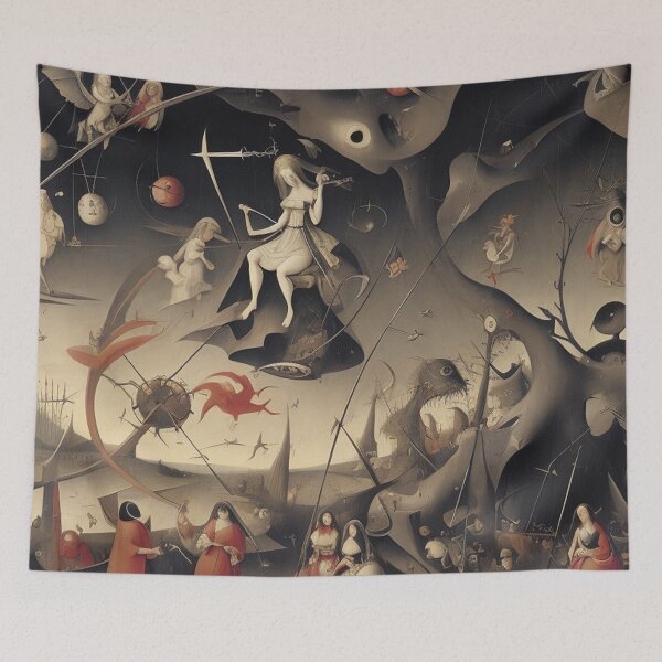 Item preview,  A twisted landscape in Hell with Demons and Fallen angels after Hieronymus Bosch designed and sold by Vintage Designs +.
