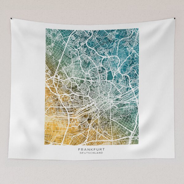 Artikelvorschau, Frankfurt Germany City Map entworfen und verkauft von ArtPrints.