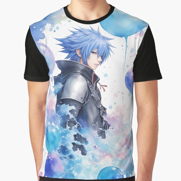 Vista previa del artículo con la obra «Arte de abanico de acuarela de Kingdom Hearts de Riku», diseñado y vendido por craftyartsdigi.