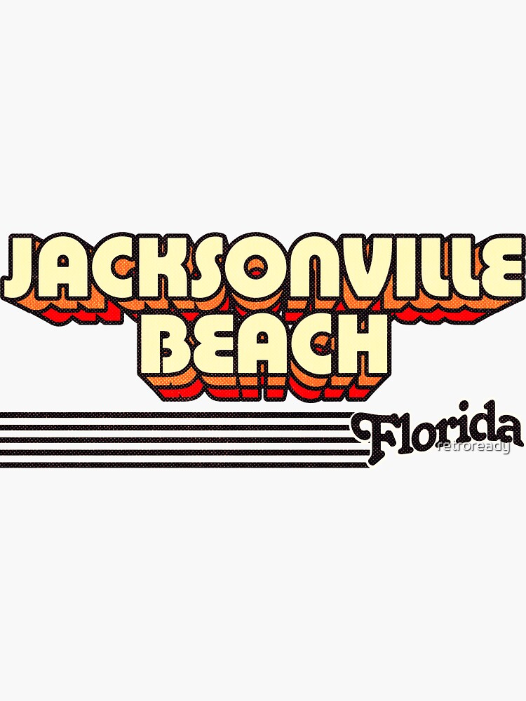 "Jacksonville Beach, Florida Retro Stripes" Sticker by retroready