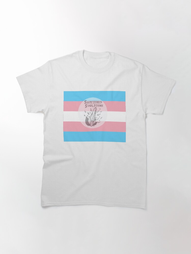 Thumbnail 3 of 7, Classic T-Shirt, Shattered Soulstone logo on a transgender flag designed and sold by BookOfJen.