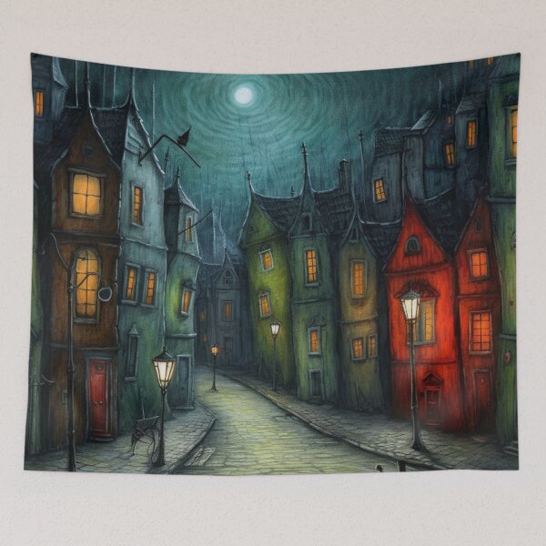 Item preview, Eternal Nightfall - Darknight City Skyline Art designed and sold by BubbleSpy.
