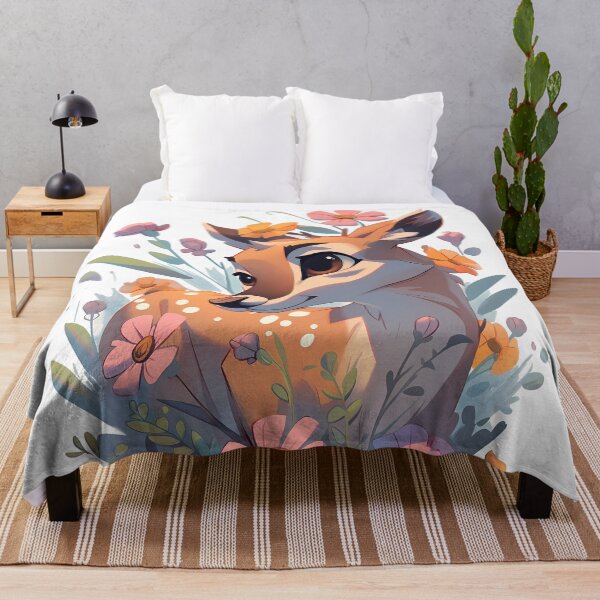 Item preview, Cute Floral Anime Bambi Illustration designed and sold by BrilliantTShop.