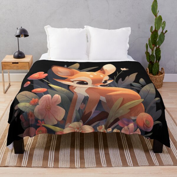 Item preview, Adorable Floral Anime Bambi Illustration designed and sold by BrilliantTShop.