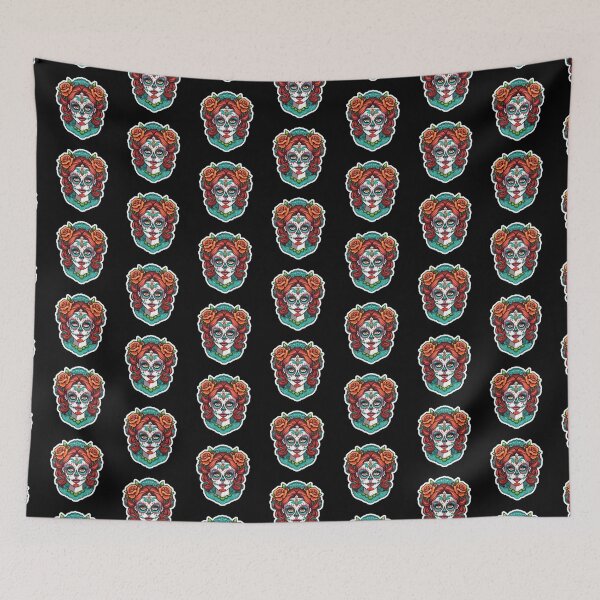 Item preview, Green and blue sugar skull designed and sold by 10000Needles.