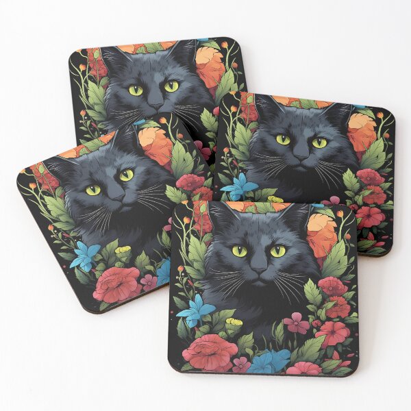 Item preview, Black Cat - Floral Design designed and sold by BrilliantTShop.