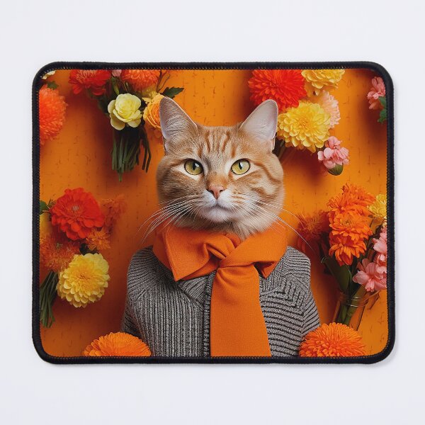 Item preview, Cat in Orange Flowers: A Charming Portrait designed and sold by Casanova Originals.