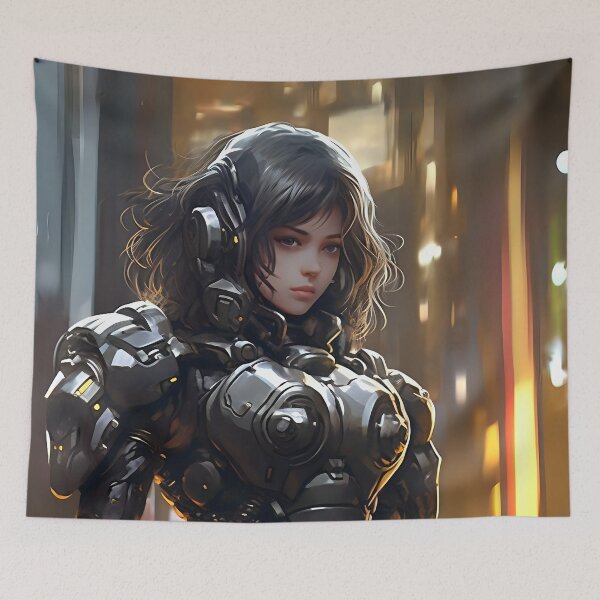 Item preview, Cyberpunk Warrior in Power Armor: Action Art by Nagasawa Rosetsu designed and sold by CinEmmaDesign.