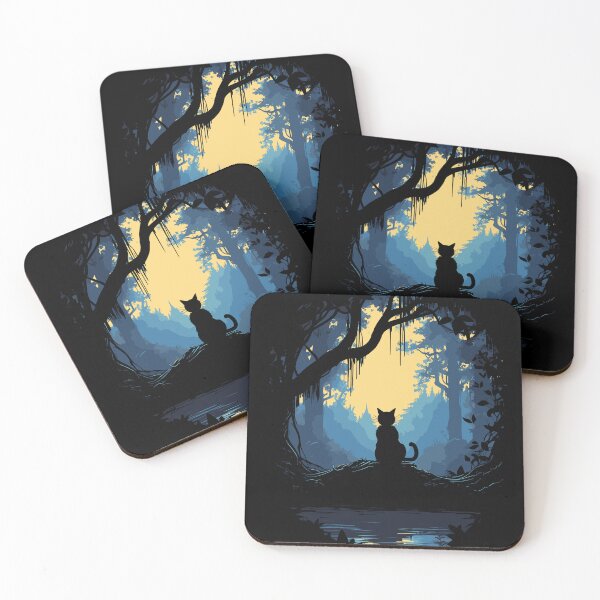 Item preview, Black Cat In Magic Forest Under Moonlight designed and sold by BrilliantTShop.