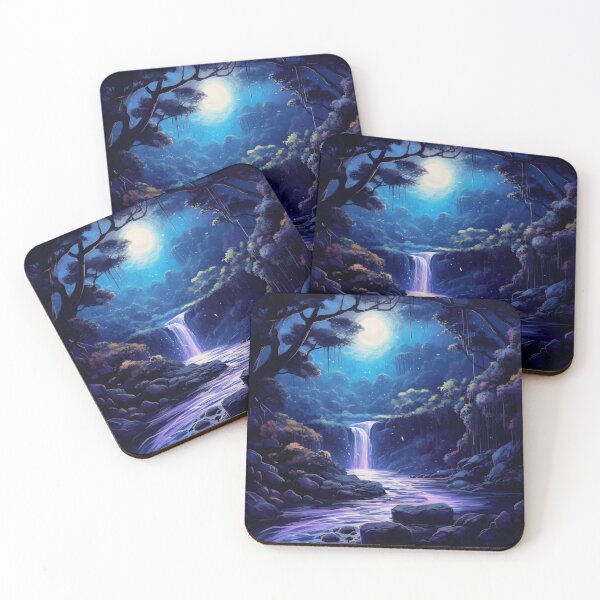 Item preview, Celestial Serenity: Moonlit Waterfall Art for Tranquil Souls designed and sold by joanwatson45.