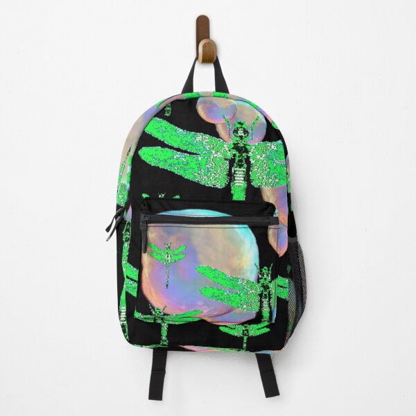 Item preview, SOAP BUBBLES EMERALD GREEN DRAGONFLIES PATTERNS BLACK ART designed and sold by sharlesart.