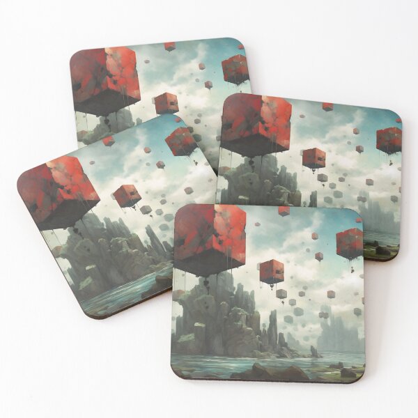 Item preview, Floating red cubes designed and sold by Rebelka.