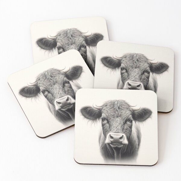 Artikelvorschau, Bovine Purity - Illustration of an Elegant Cow on a White Background entworfen und verkauft von Neuronexia.