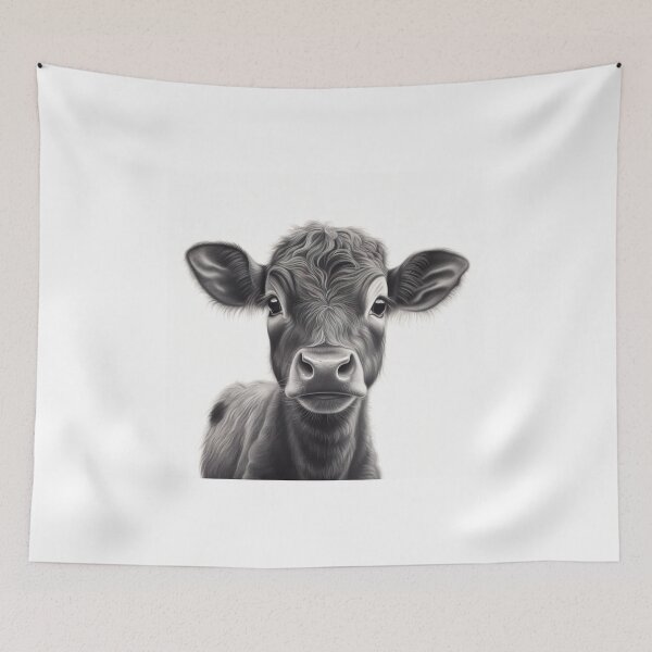 Item preview, Bovine Harmony - Illustration of a Peaceful Cow on a White Background designed and sold by Neuronexia.