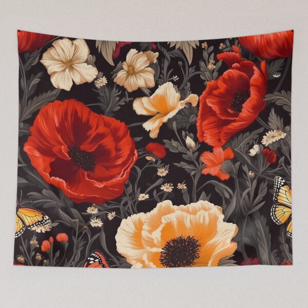 Aperçu de l'œuvre Floral Pattern Poppy and Butterfly créée et vendue par MTJ-Mushrooms.