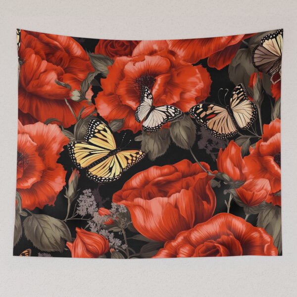 Aperçu de l'œuvre Floral Pattern Poppy and Butterfly créée et vendue par MTJ-Mushrooms.