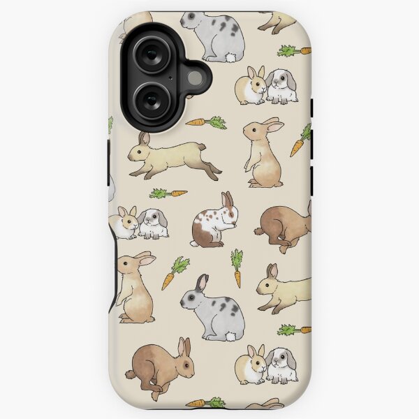 Item preview, Rabbits - Cute Bunnies and Carrots on cream background designed and sold by Hazel Fisher.