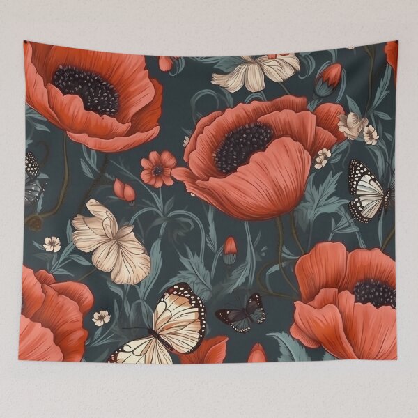 Aperçu de l'œuvre Floral Pattern Poppy and Butterfly créée et vendue par MTJ-Mushrooms.