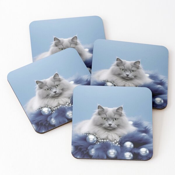 Item preview, Russian Blue Cat with Pearls - Beautiful Cats Art designed and sold by DigitalArties.