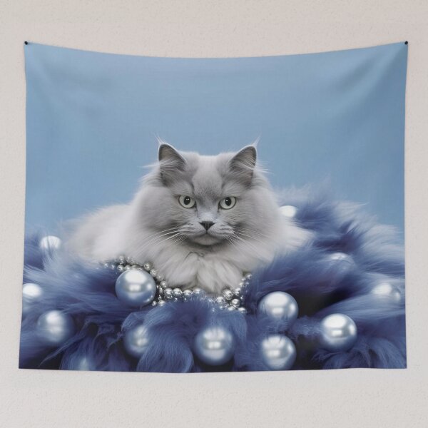 Item preview, Russian Blue Cat with Pearls - Beautiful Cats Art designed and sold by DigitalArties.