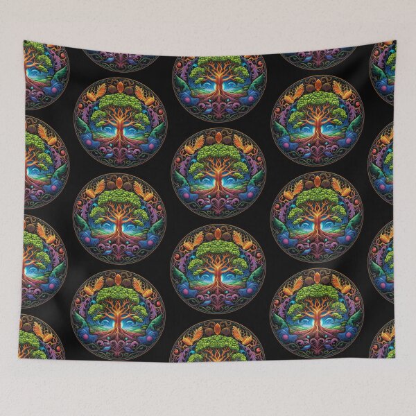 Item preview, Spiritual, Colorful, Aesthetic | Black | Sacred Yggdrasil Tree designed and sold by FantasySoul.