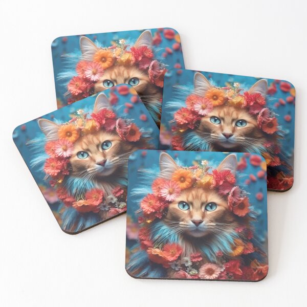 Item preview, Somali Cat with Colorful Flowers - Beautiful Cats Art designed and sold by DigitalArties.
