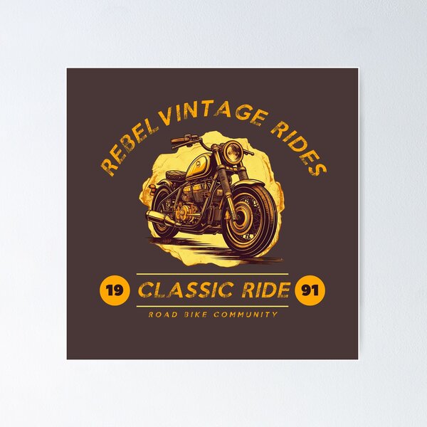Rebel Riders Vintage Motorcycle Poster