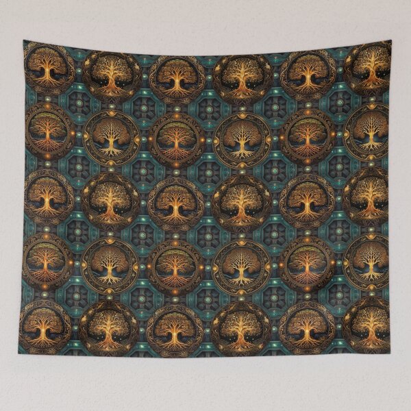 Item preview, Golden Yggdrasil Celtic Knot Pattern | Gold and Green designed and sold by FantasySoul.