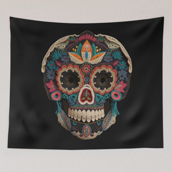 Item preview, Deluxe design made of embroidery skull textile Day of the Dead, Dia de los Muertos designed and sold by Tio-Tecun.