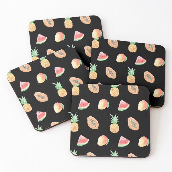 Item preview, Summer Tropical Fruit Pattern on Black designed and sold by Melissa Mielke.