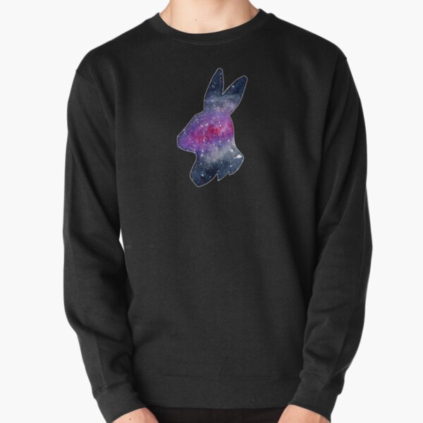 Galactic Watercolor Bunny Rabbit Silhouette Pullover Sweatshirt