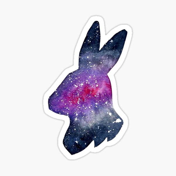 Galactic Watercolor Bunny Rabbit Silhouette Sticker