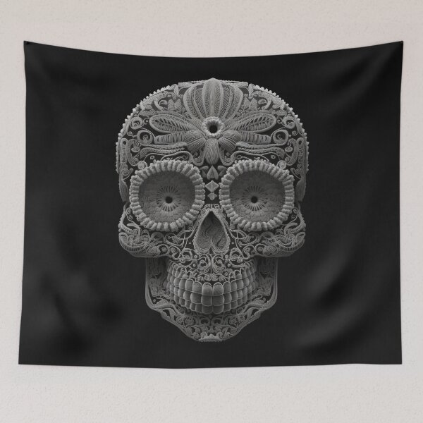 Item preview, Deluxe design made of embroidery skull textile Day of the Dead, Dia de los Muertos designed and sold by Tio-Tecun.
