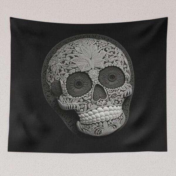 Item preview, Deluxe design made of embroidery skull textile Day of the Dead, Dia de los Muertos designed and sold by Tio-Tecun.