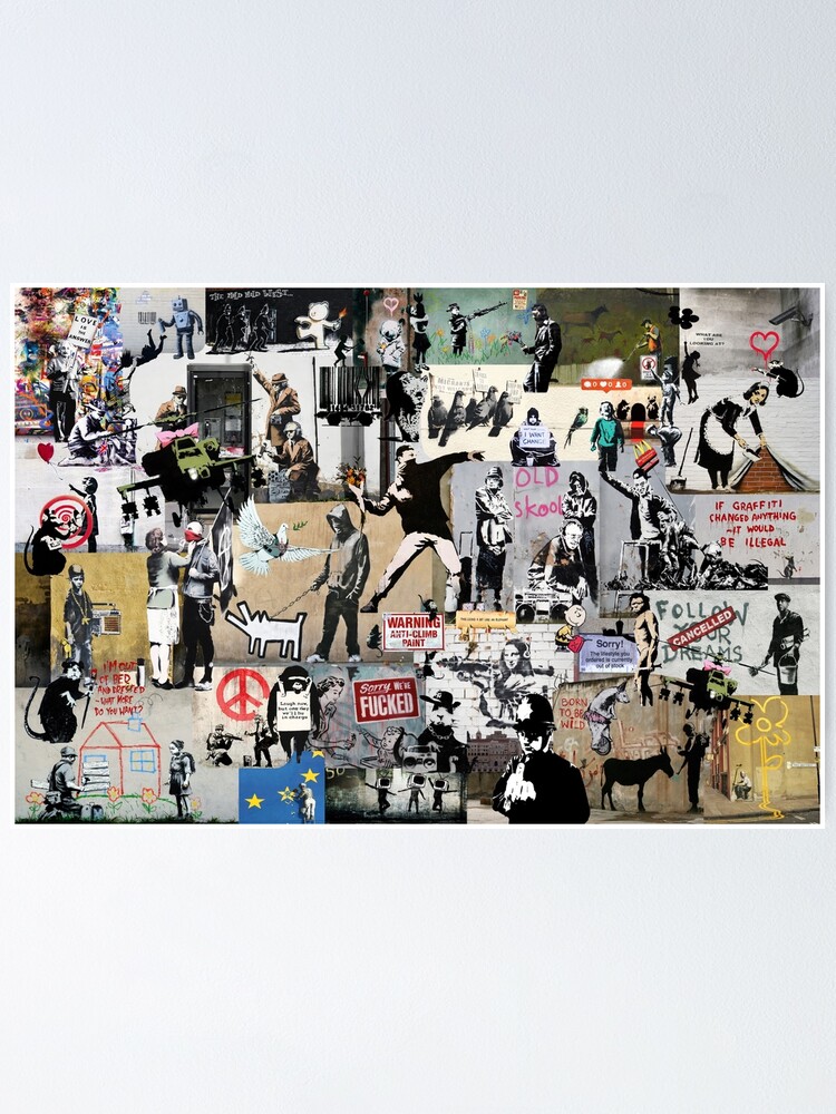 Banksy Collage Poster By Yussefrafik Redbubble